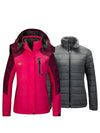 RoseRed Women's 3 in 1 Ski Jacket Waterproof Raincoat with Removable Puffer