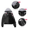 Women's Hooded Faux Leather Jacket Moto Biker Jacket