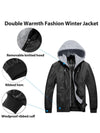 Men's Faux Leather Jacket Moto Hoodie Jacket Outwear