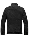 Men's Front Zip Cotton Jacket Lightweight Stand Collar