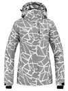 Women's Waterproof Ski Jacket Windproof Colorful Print Sealed Seams Rain Coat