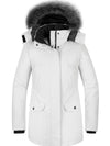 Women's Warm Winter Coat Long Puffer Jacket with Faux Fur Trimmed Hood